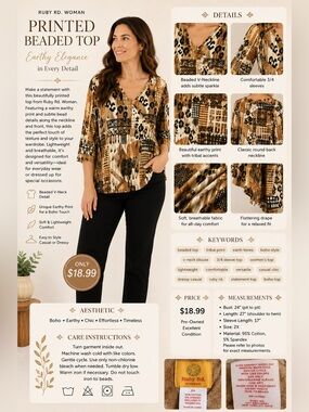 Ruby Rd. Abstract & Animal Print Wrap-Style Tunic in Mustard, Brown & Black